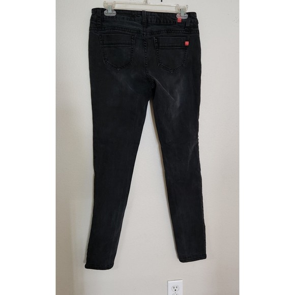 Zana Di Jeans Black Biker Stretch Side Metal Rivets Small Women Size 9 - Picture 2 of 5